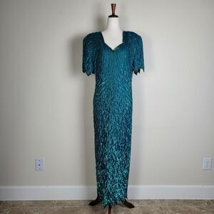 Laurence Kazar Teal Maxi Dress